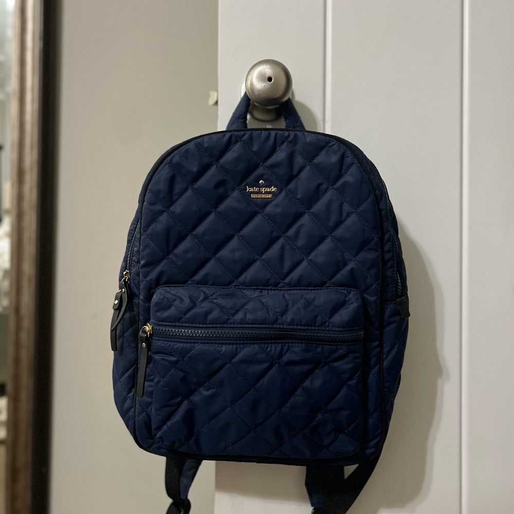 Kate Spade Dark Blue Quilted Backpack